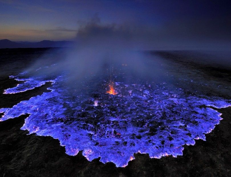 this volcano in ethiopia is blue because of the sulphuric gases