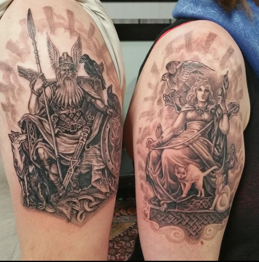 odin and frigg tattoo by teresa lane sabbath in bellingham wa